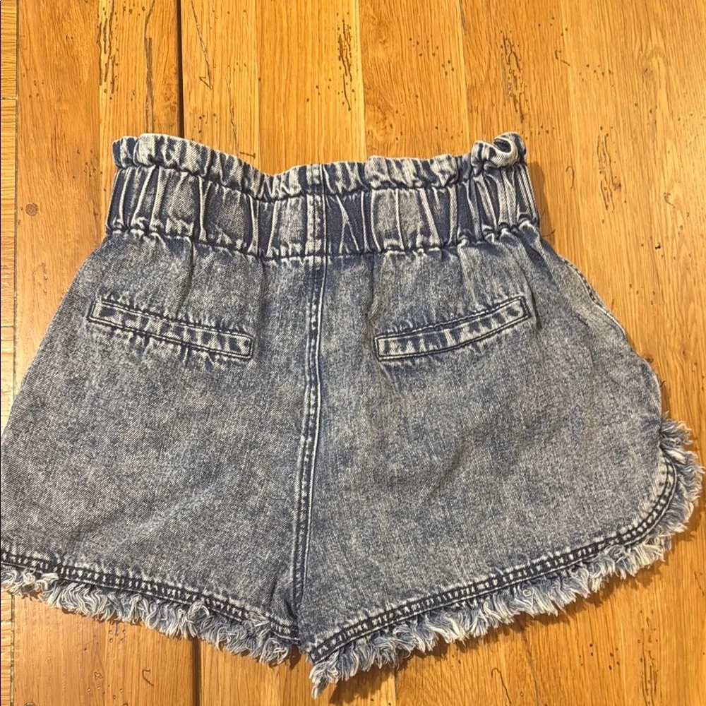 Blue High Waist Distressed Denim Shorts - Picture 8 of 9